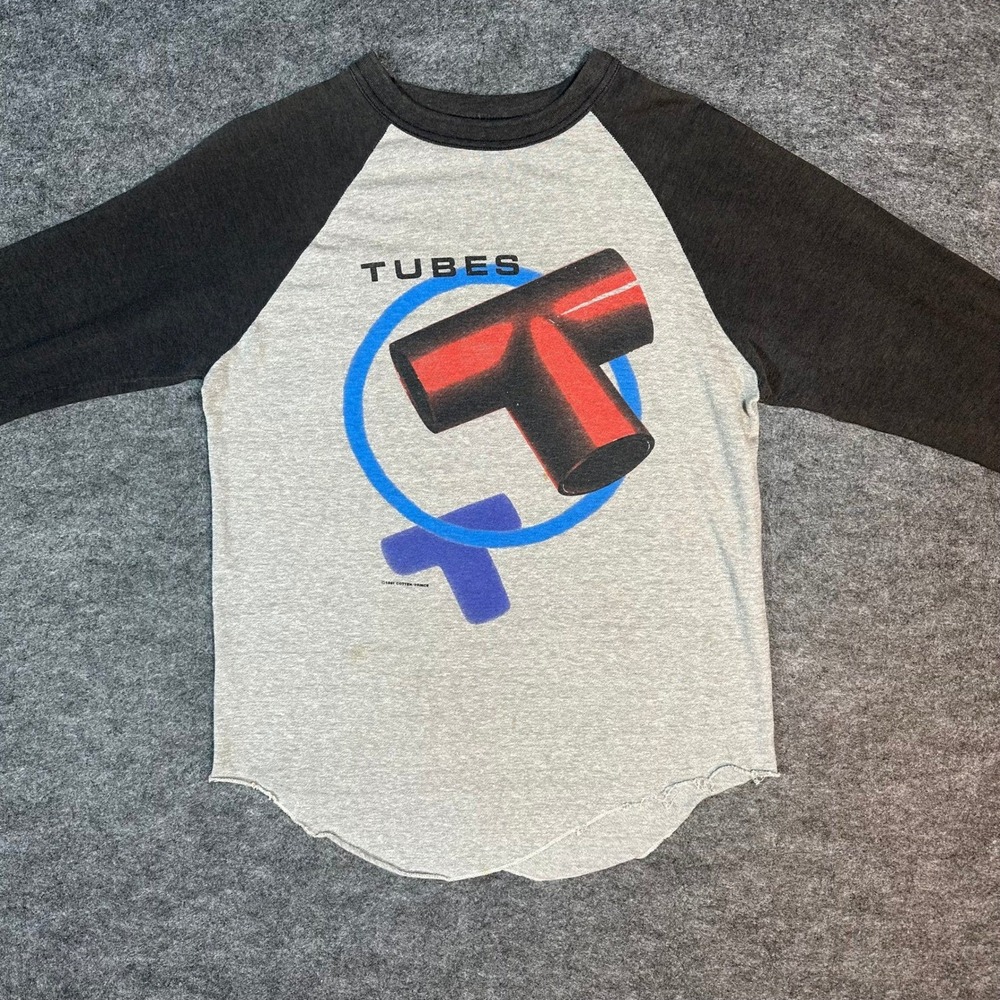 Vintage The Tubes Band T Shirt Raglan Graphic Print Gray‎ Black 1981 Size Medium